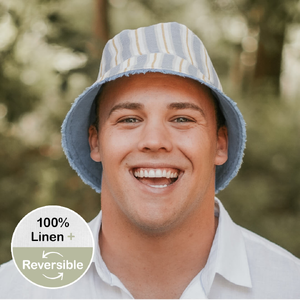 'Traveller' Reversible Adults Frayed Bucket Sun Hat - Spencer / Steele - 52 - 56cm / S