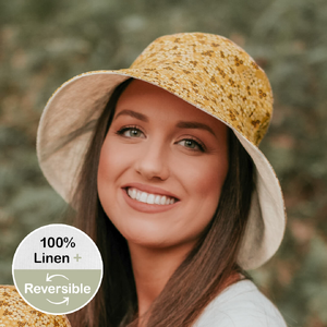 'Vacationer' Reversible Ladies Sun Hat - Farah / Flax - 52 - 56cm / S