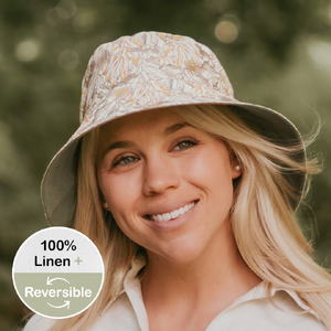'Vacationer' Reversible Ladies Sun Hat - Mallee / Moss - 52 - 56cm / S