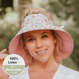 'Voyager' Reversible Ladies Wide-Brimmed Sun Visor - Poppy / Rosa - 52 - 56cm / S