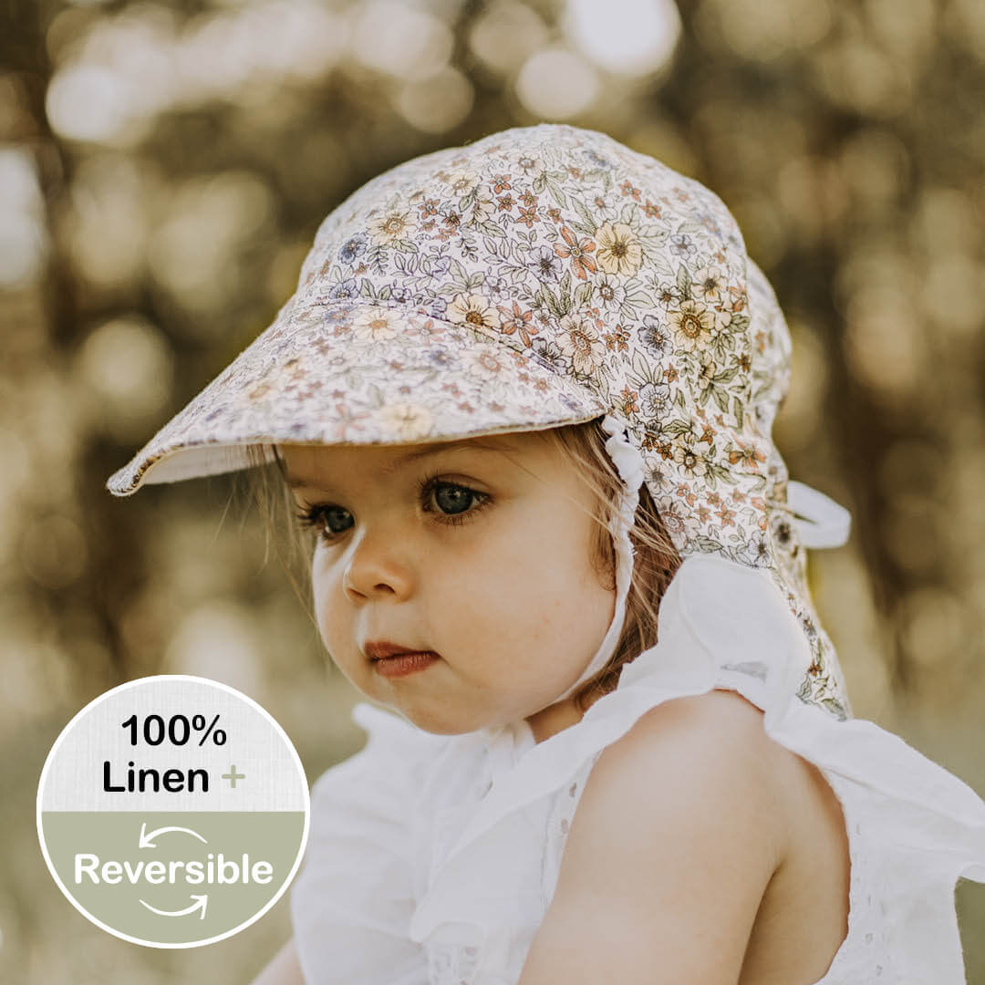 Bedhead Baby Sun Hats - Flap Hat with Strap for baby girls & boys UPF50+  Sun Protection