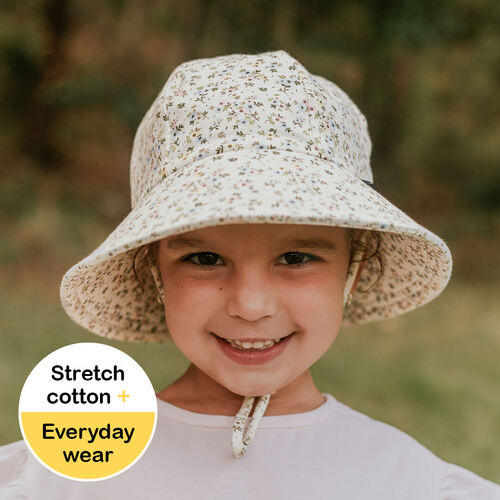 Kids Ponytail Bucket Sun Hat - Floral Charlotte