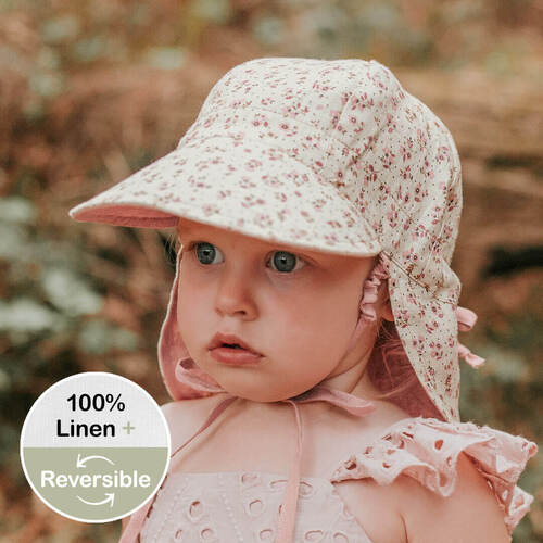  'Lounger' Flap Sun Hat - Ruby / Rosa