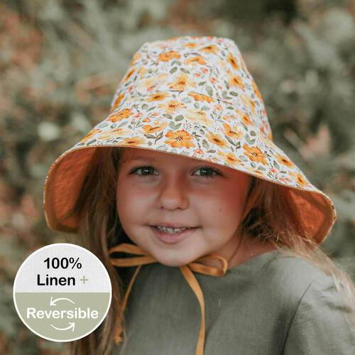  'Sightseer' Girls Wide-Brimmed Sun Bonnet -Margaret / Maize