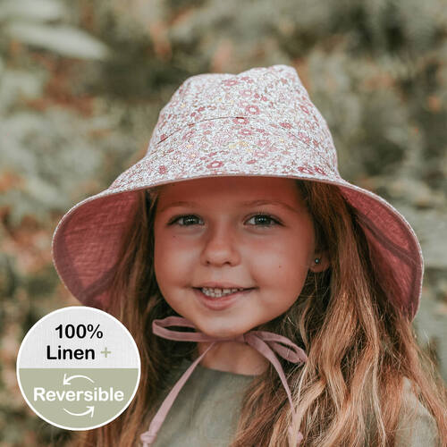  'Sightseer' Girls Wide-Brimmed Sun Bonnet -Ramble / Rosa