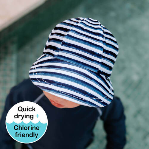 Kids Swim Legionnaire Flap Beach Hat - Nicki Stripe